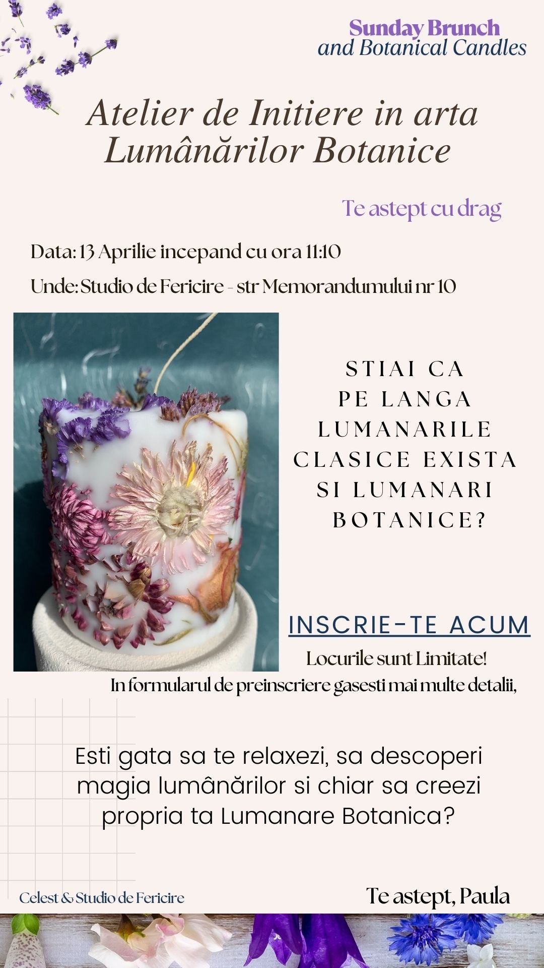 Atelier de Initiere in arta Lumanarilor Botanice