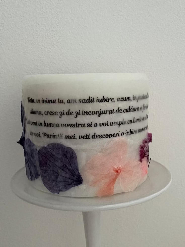 Implinire - lumanare botanica gender reveal cu hortensii