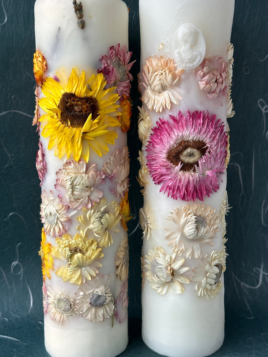 Setul Uniune - 2 Lumanari botanice de cununie