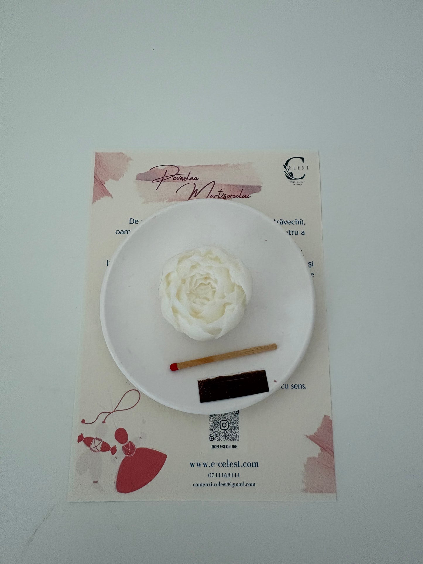 Martisor Boboc cu farfurioara ceramica